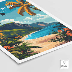 Réunion Island Travel Print showcasing tropical landscapes and vibrant colors, ideal for home decor and travel enthusiasts.