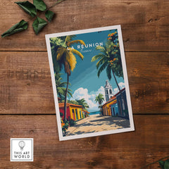 Réunion Island Wall Art Print featuring vibrant colors and tropical scenery of La Réunion, France.
