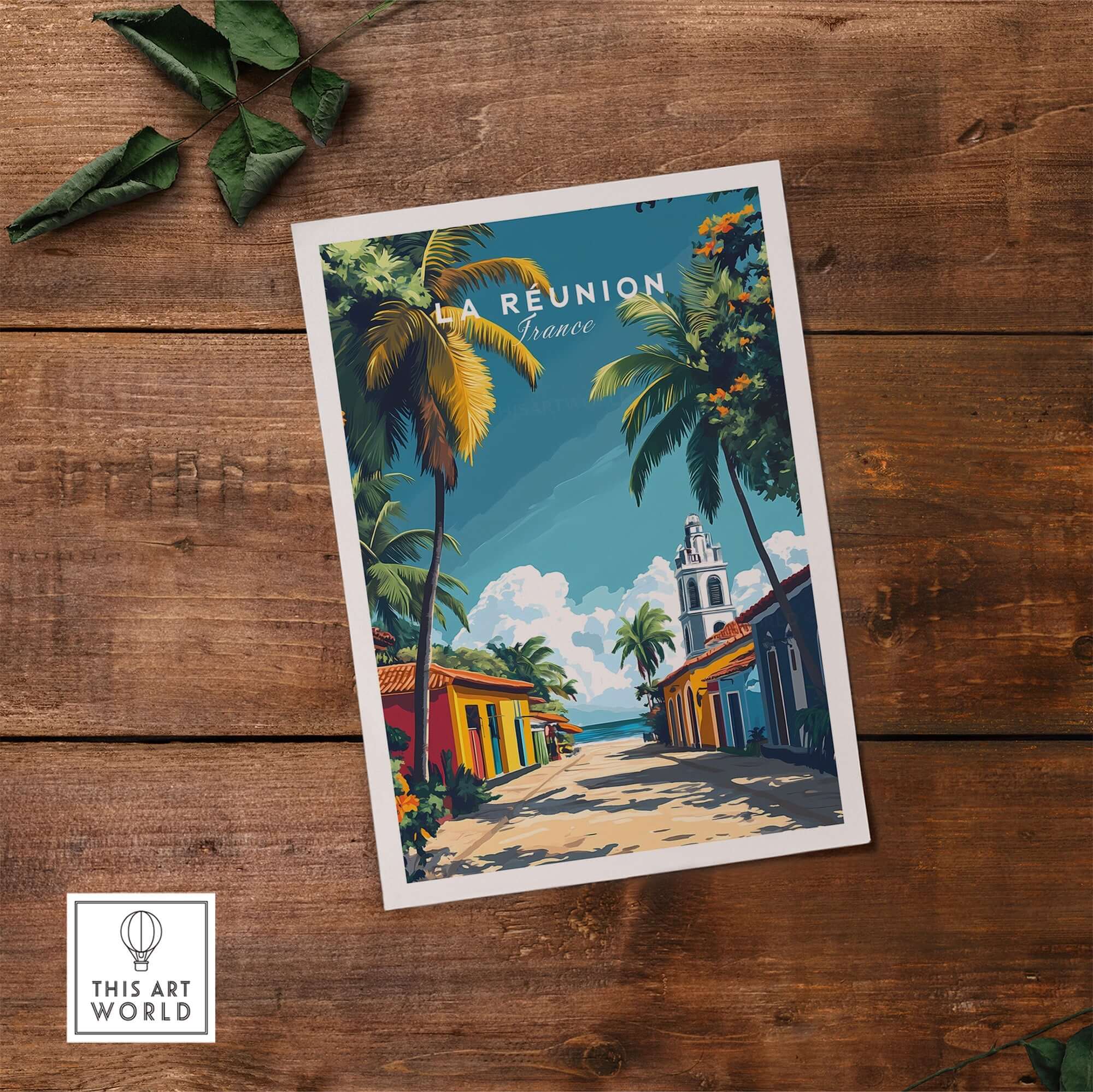 Réunion Island Wall Art Print featuring vibrant colors and tropical scenery of La Réunion, France.