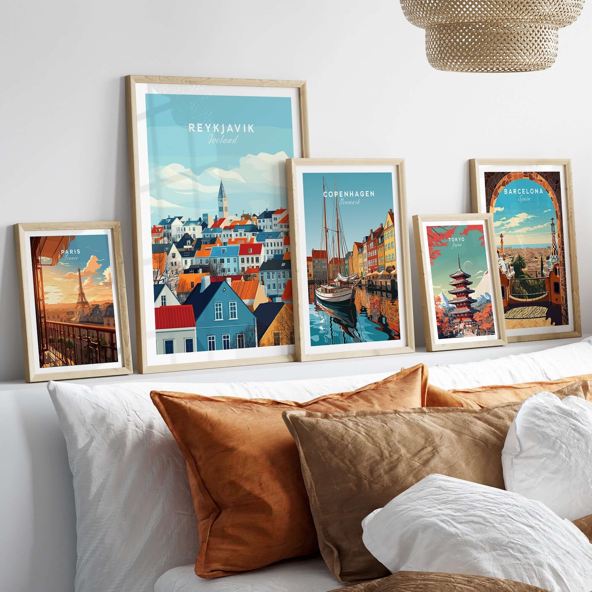 Reykjavik Travel Print showcasing vibrant urban scenery and iconic landmarks in Reykjavik, Iceland's capital