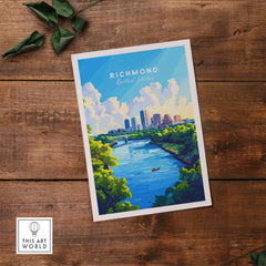 Richmond Virginia Wall Art Print showcasing the skyline and river, capturing the essence of the historic city.