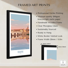 Rimini Italy Poster | Panoramic River Cityscape Scene Canvas Print showcasing framed art print features.