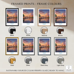 Rimini Italy Poster | Romantic Italian Town River View Canvas Print framed print colour options display.