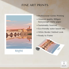 Rimini Italy Poster | Panoramic River Cityscape Scene Canvas Print showcasing professional Giclée printing and eco-friendly inks.