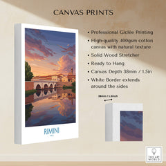 Rimini Italy Poster | Romantic Italian Town River View Canvas Print showcasing professional Giclée printing and natural texture.