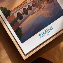 Rimini Italy Poster | Romantic Italian Town River View Canvas Print showcasing a picturesque waterfront scene.