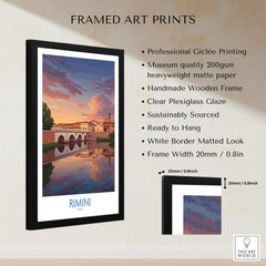 Rimini Italy Poster | Romantic Italian Town River View Canvas Print framed art print with museum-quality giclée printing.