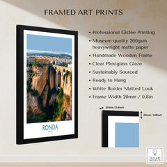 Ronda Spain Poster | Stunning Gorge Landscape Scene Canvas Print framed art print with professional Giclée printing.