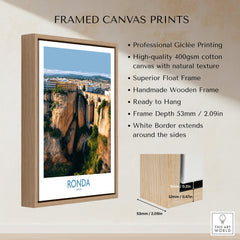 Ronda Spain Poster | Stunning Gorge Landscape Scene Canvas Print framed product image showcasing professional Giclée printing.