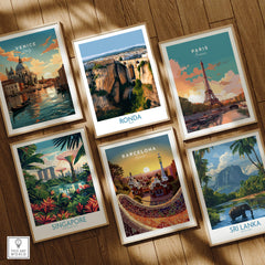 Ronda Spain Poster | Stunning Gorge Landscape Scene Canvas Print among travel art prints of Venice, Paris, Singapore, Barcelona, and Sri Lanka.