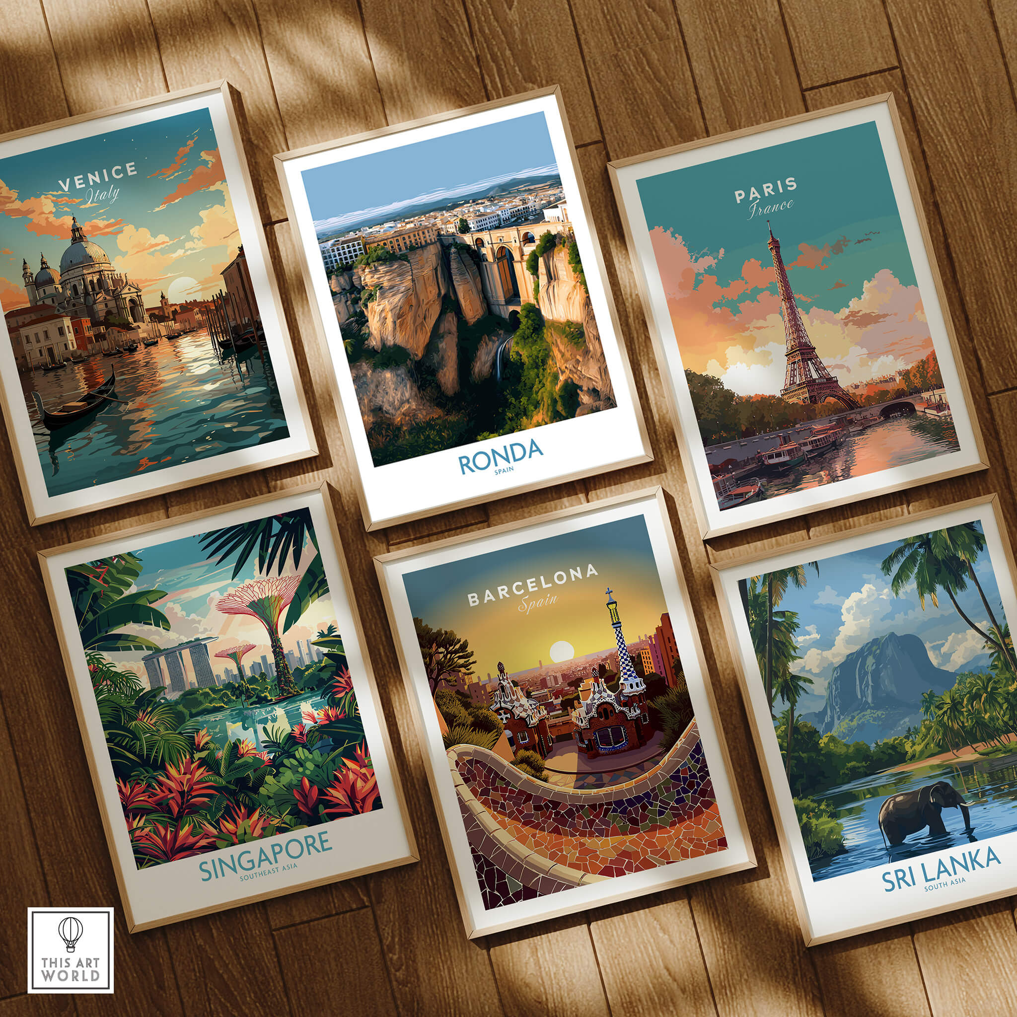 Ronda Spain Poster | Stunning Gorge Landscape Scene Canvas Print among travel art prints of Venice, Paris, Singapore, Barcelona, and Sri Lanka.