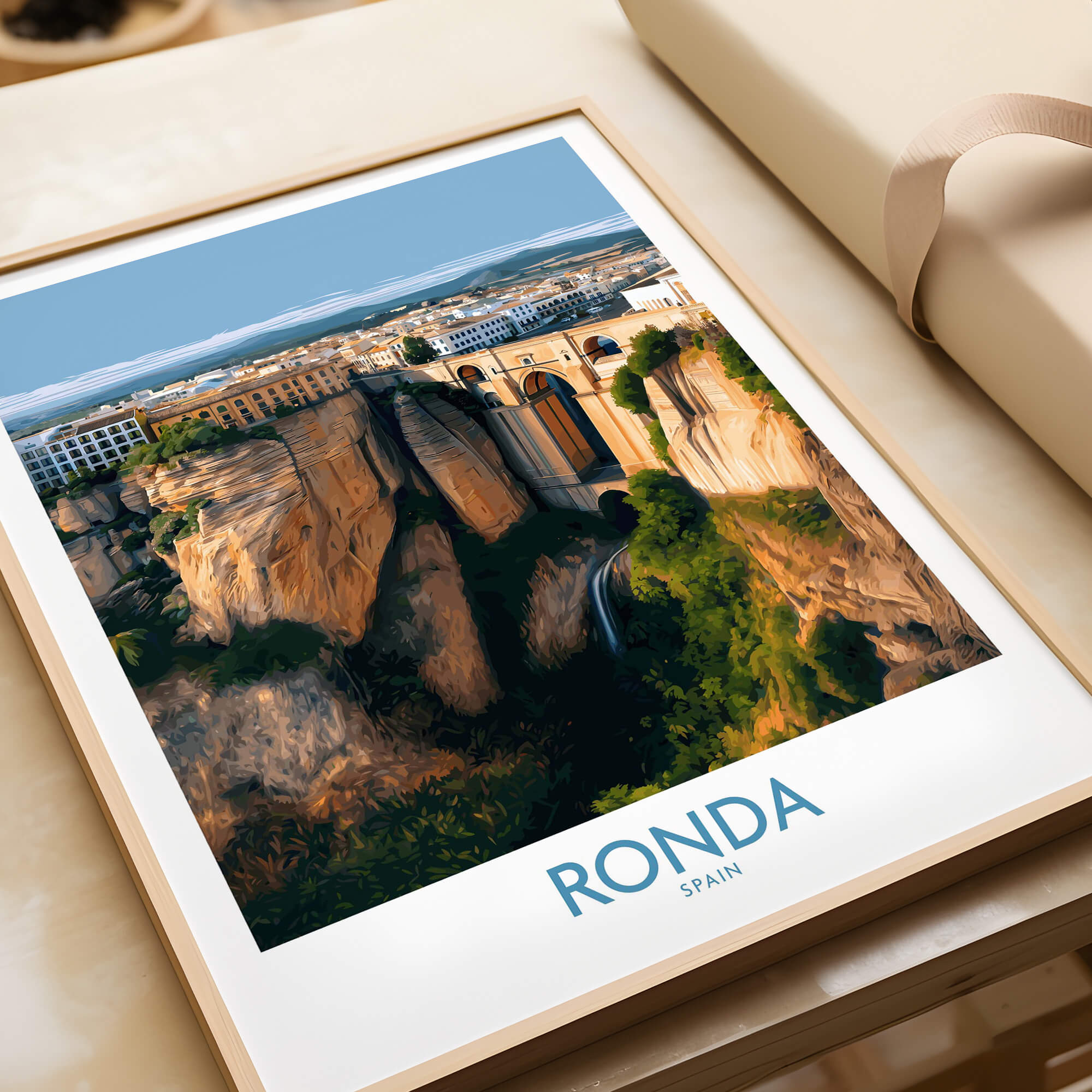 Ronda Spain Poster | Stunning Gorge Landscape Scene Canvas Print featuring the breathtaking gorge landscape.