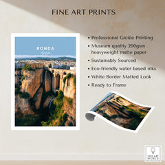 Ronda Spain Wall Art Print | Panoramic Andalusian Cityscape Travel Poster featuring panoramic view of Ronda.
