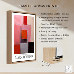 Rothko Inspired Abstract Pink and Red Art Print | Emotional Abstraction Poster framed canvas print with natural texture