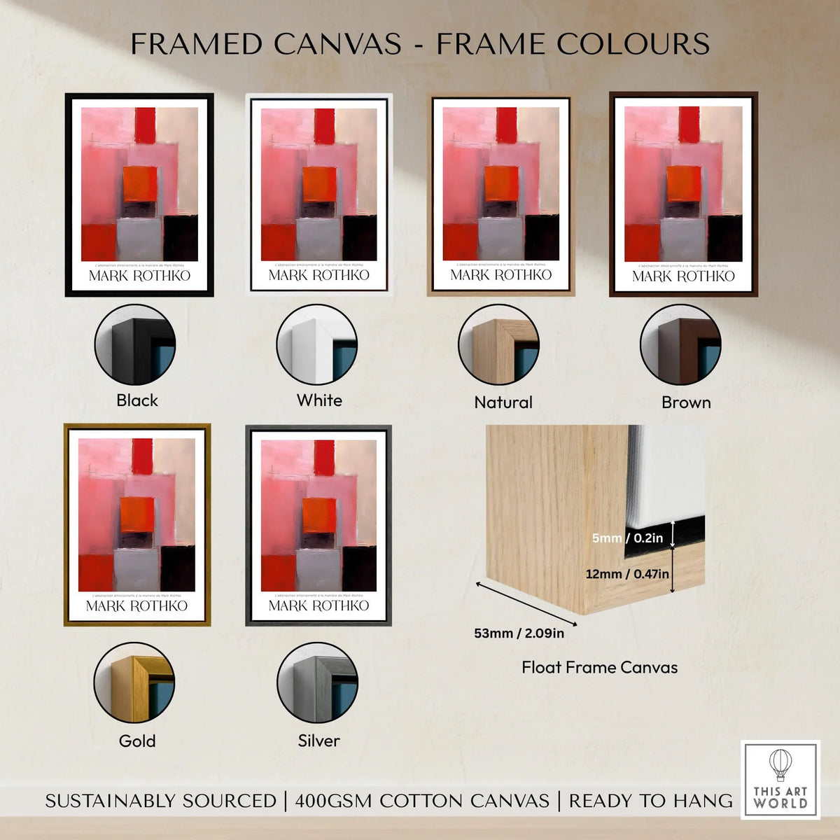 Rothko Inspired Abstract Pink and Red Art Print | Emotional Abstraction Poster framed canvas color options
