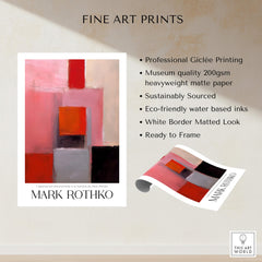 Rothko Inspired Abstract Pink and Red Art Print | Emotional Abstraction Poster features professional giclée printing.