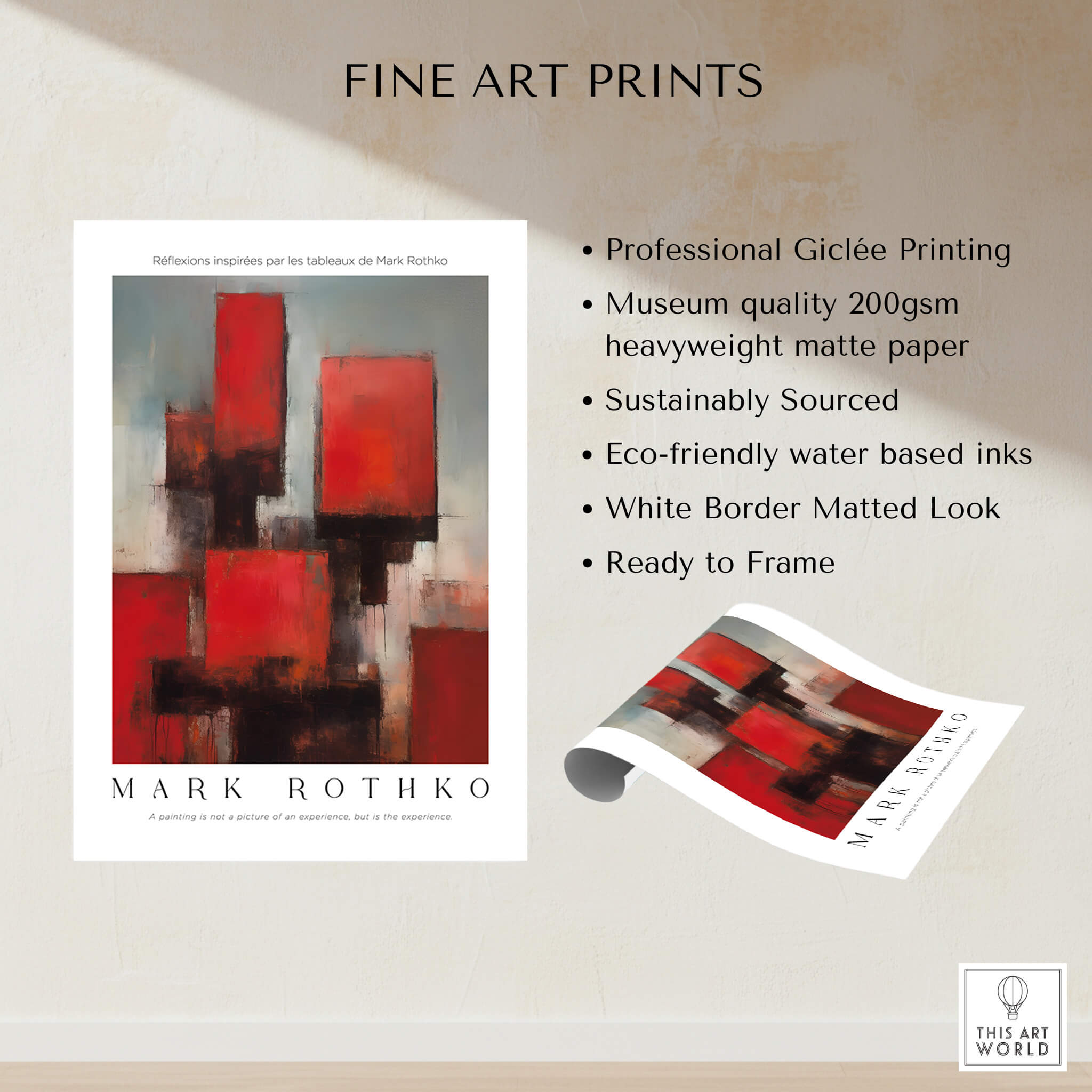 Rothko Style Deep Red Modern Abstraction Print | Contemporary Wall Decor showcased with fine art print features.