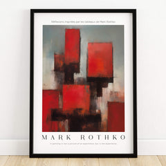 Rothko Style Deep Red Modern Abstraction Print | Contemporary Wall Decor framed art featuring deep red tones and abstract shapes