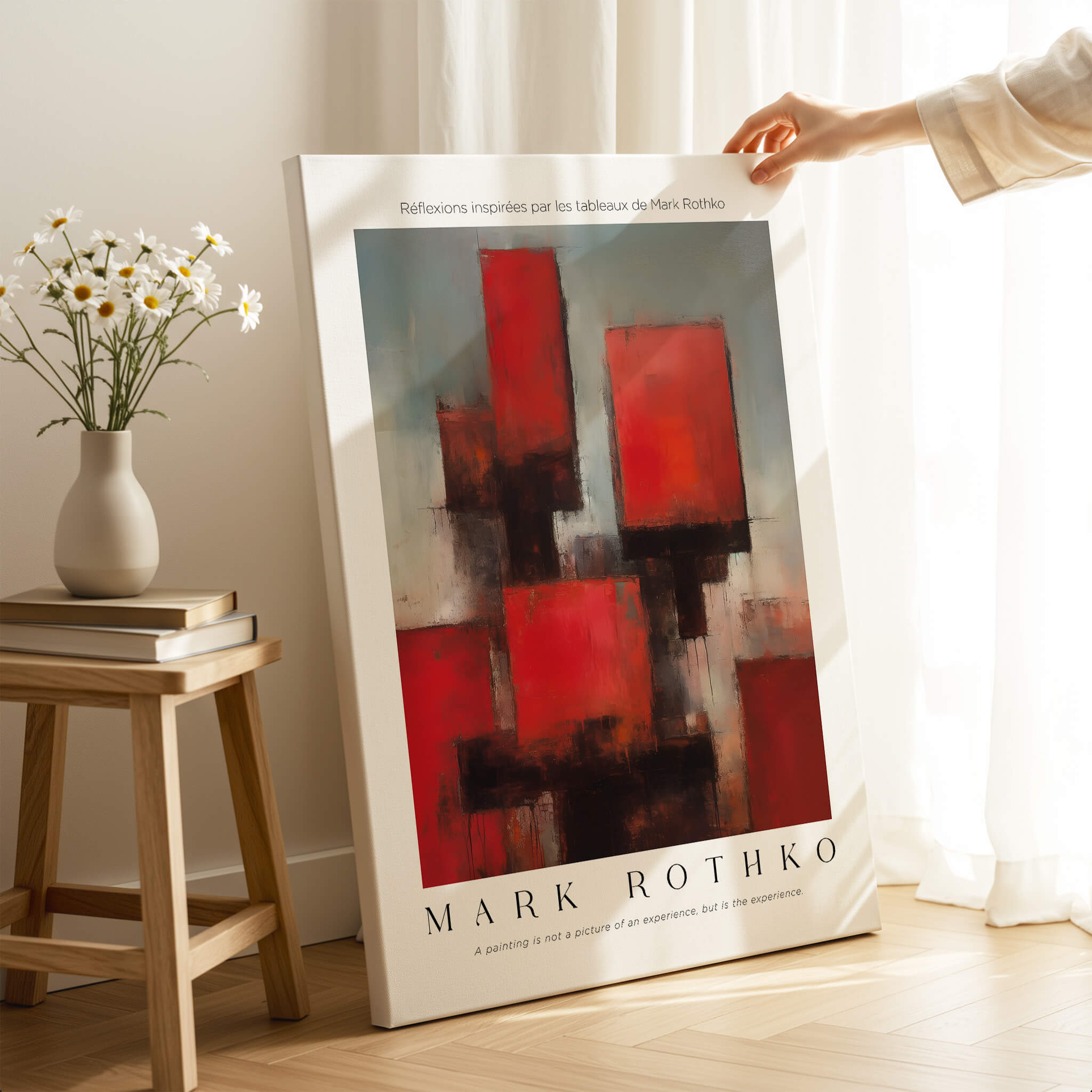 Rothko Style Deep Red Modern Abstraction Print | Contemporary Wall Decor showcased in a stylish home setting.