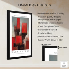 Rothko Style Deep Red Modern Abstraction Print | Contemporary Wall Decor framed with high-quality materials and professional giclée printing.