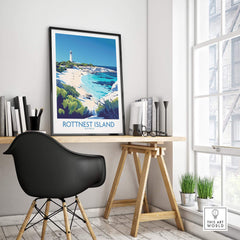 Rottnest Island Travel Poster showcasing beautiful landscapes, perfect for home decor.