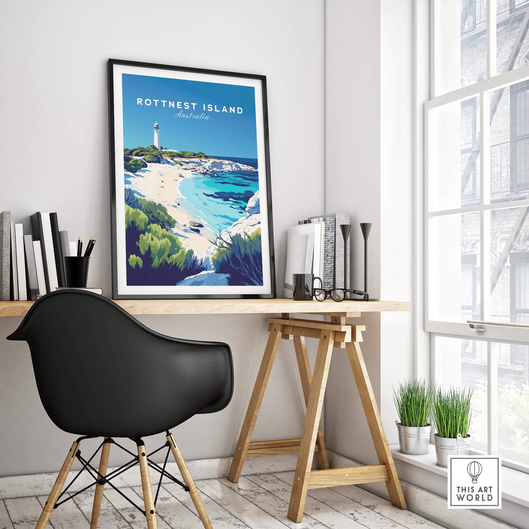 Rottnest Island Travel Print showcasing vibrant colors and intricate details, perfect for travel enthusiasts decor.