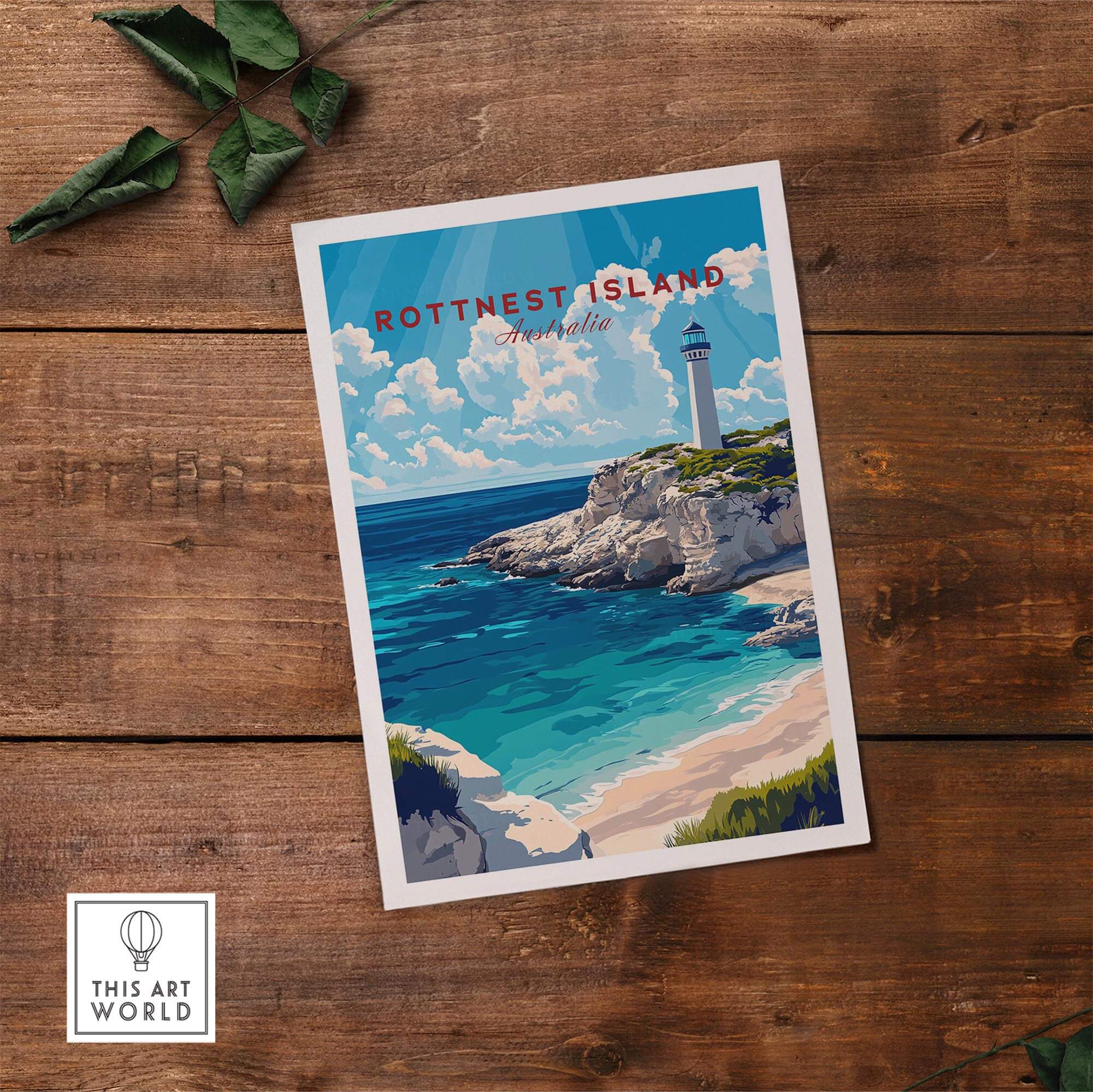 Rottnest Island Wall Art showcasing the scenic coastline and lighthouse of Rottnest Island, Australia.