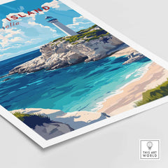 Rottnest Island Wall Art featuring a lighthouse and stunning Australian coastline scenery.