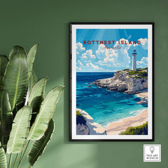 Rottnest Island Wall Art featuring scenic coastal views and a lighthouse in Australia.