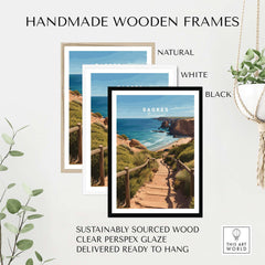 Sagres Algarve Poster - Beach Print with handmade wooden frames in natural, white, and black finishes.