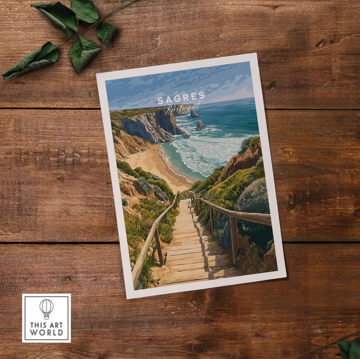 Sagres Algarve Cliffs Beach Print | Portugual Travel Wall Art showcasing stunning coastal scenery and cliffs.