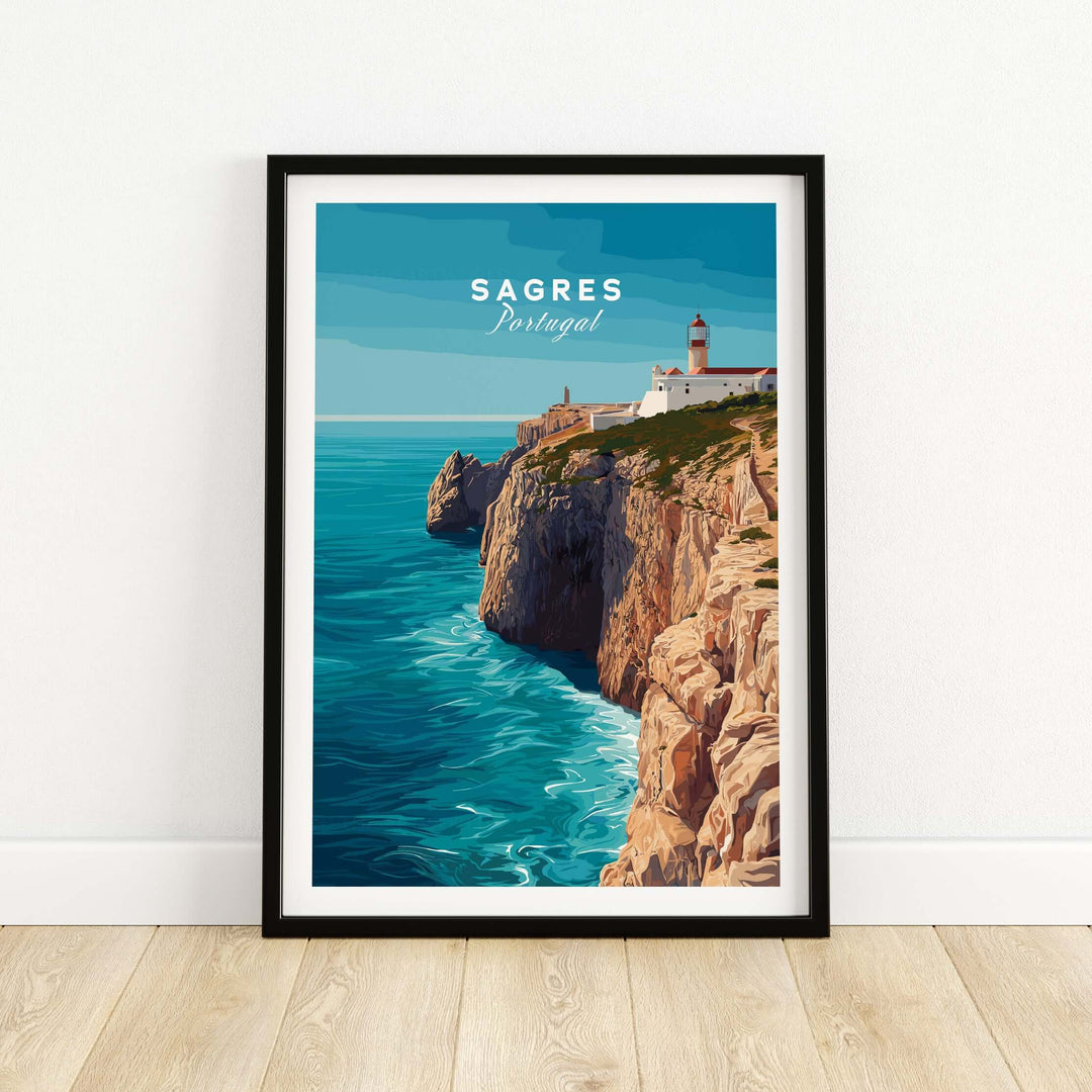 Sagres Wild Algarve Coast View Print | Portuguese Travel Wall Art featuring cliffs and ocean vistas.