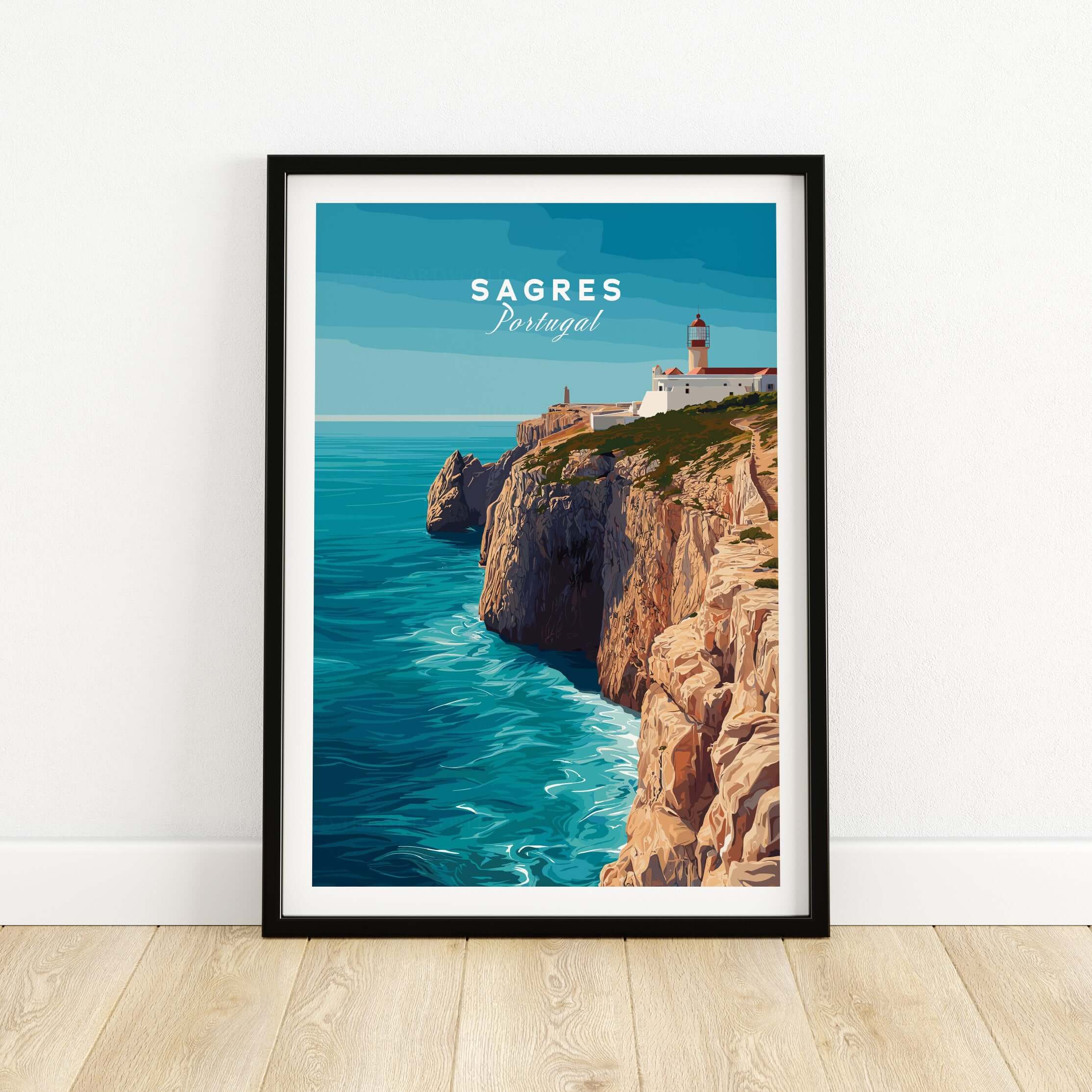 Sagres Wild Algarve Coast View Print | Portuguese Travel Wall Art showcasing dramatic cliffs and ocean vistas.