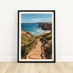 Sagres Algarve Poster - Beach Print featuring a coastal pathway leading to the ocean, capturing Portugal's stunning scenery.