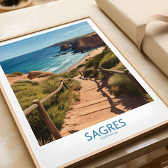 Sagres Poster -  Portugal Art Print | Ocean View Poster showcasing scenic coastal path leading to the ocean.