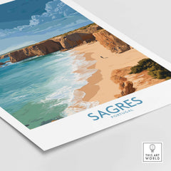 Sagres Portugal Golden Cliffs Beach Art Print | Algarve Coastal Poster featuring beautiful coastal scenery.