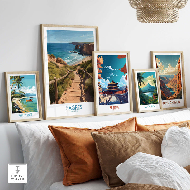 Sagres Poster -  Portugal Art Print | Ocean View Poster displayed among other travel art prints.
