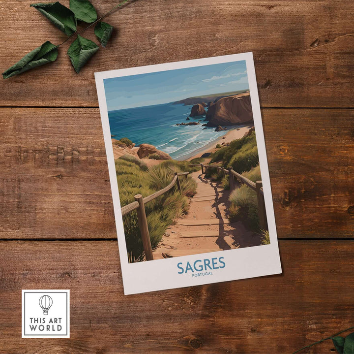 Sagres Poster -  Portugal Art Print | Ocean View Poster showcasing a scenic coastal path leading to the ocean.