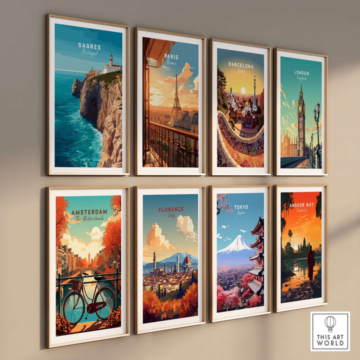 Sagres Wild Algarve Coast View Print | Portuguese Travel Wall Art displayed alongside iconic city prints.