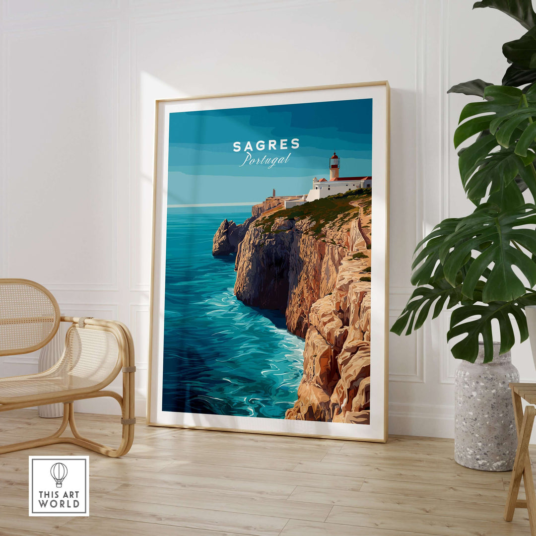 Sagres Wild Algarve Coast View Print | Portuguese Travel Wall Art featuring dramatic cliffs and ocean views.