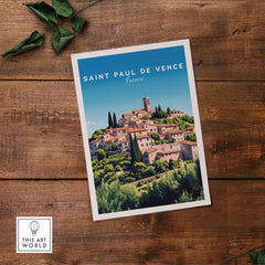 Saint Paul de Vence Print - Provence Village Wall Decor - French Countryside Poster showcasing a charming French village.