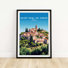 Saint Paul de Vence Print - Provence Village Wall Decor - French Countryside Poster showcasing a picturesque view of the village.