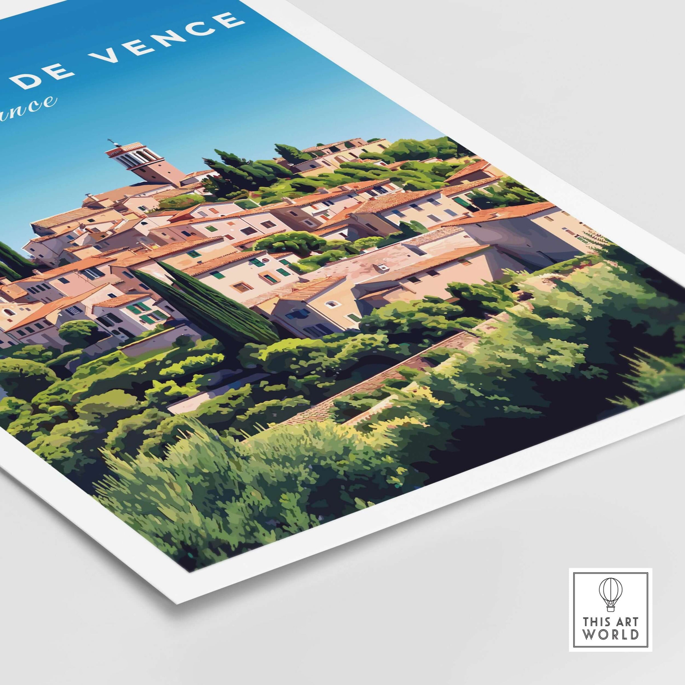 Saint Paul de Vence Print - Provence Village Wall Decor - French Countryside Poster showcasing picturesque village.