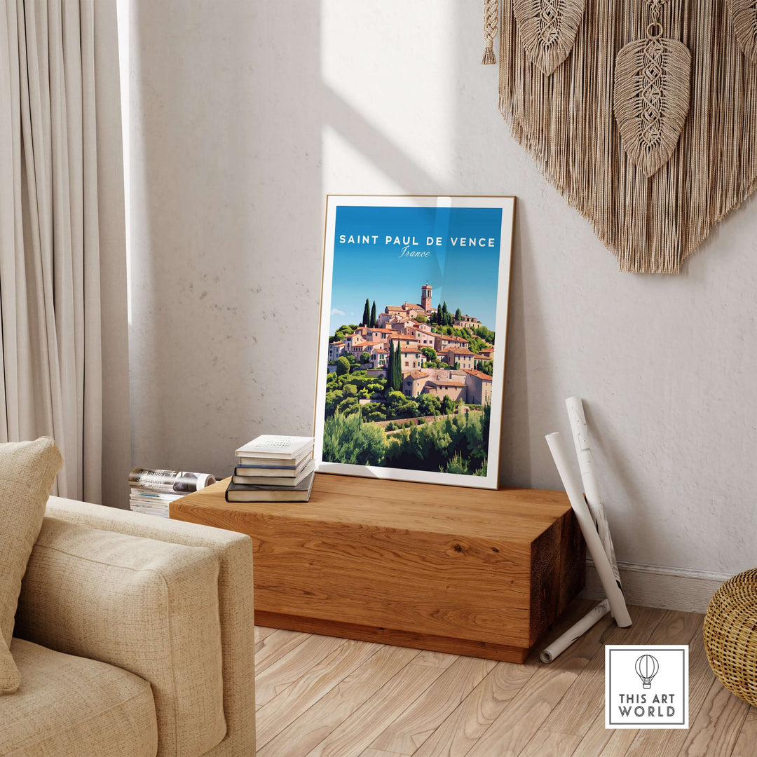 Saint Paul de Vence print showcasing a serene Provence village scene in elegant interior decor.