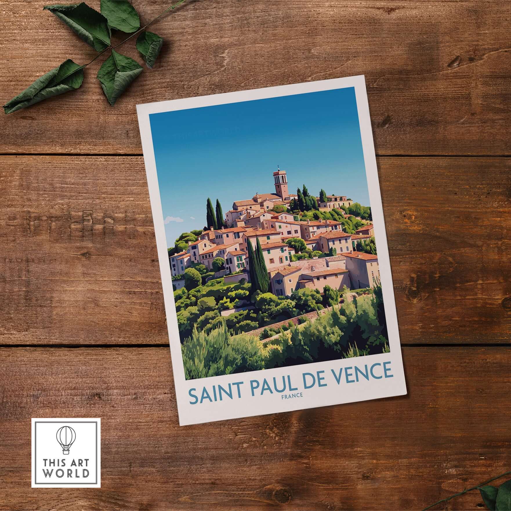 Saint Paul de Vence Travel Poster - French Riviera Wall Art - South of France Print showcasing village charm.