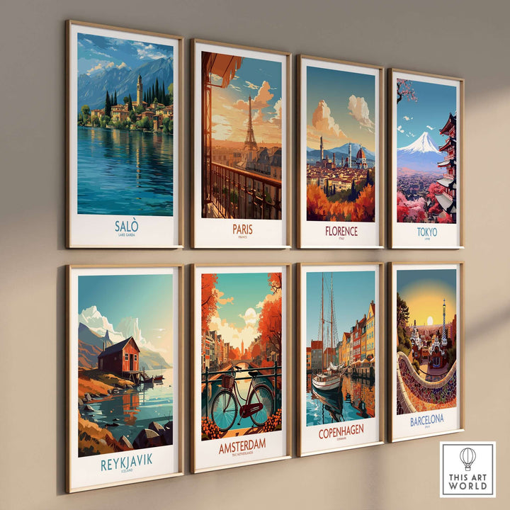 Salò Lake Garda Italy Village Art Print | Coastal Town Landscape Poster displayed in a gallery wall of city art prints.