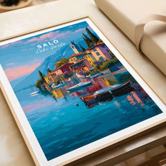 Salò Italy Print | Garda Travel Wall Art Poster featuring a vibrant lakeside view of Salò.