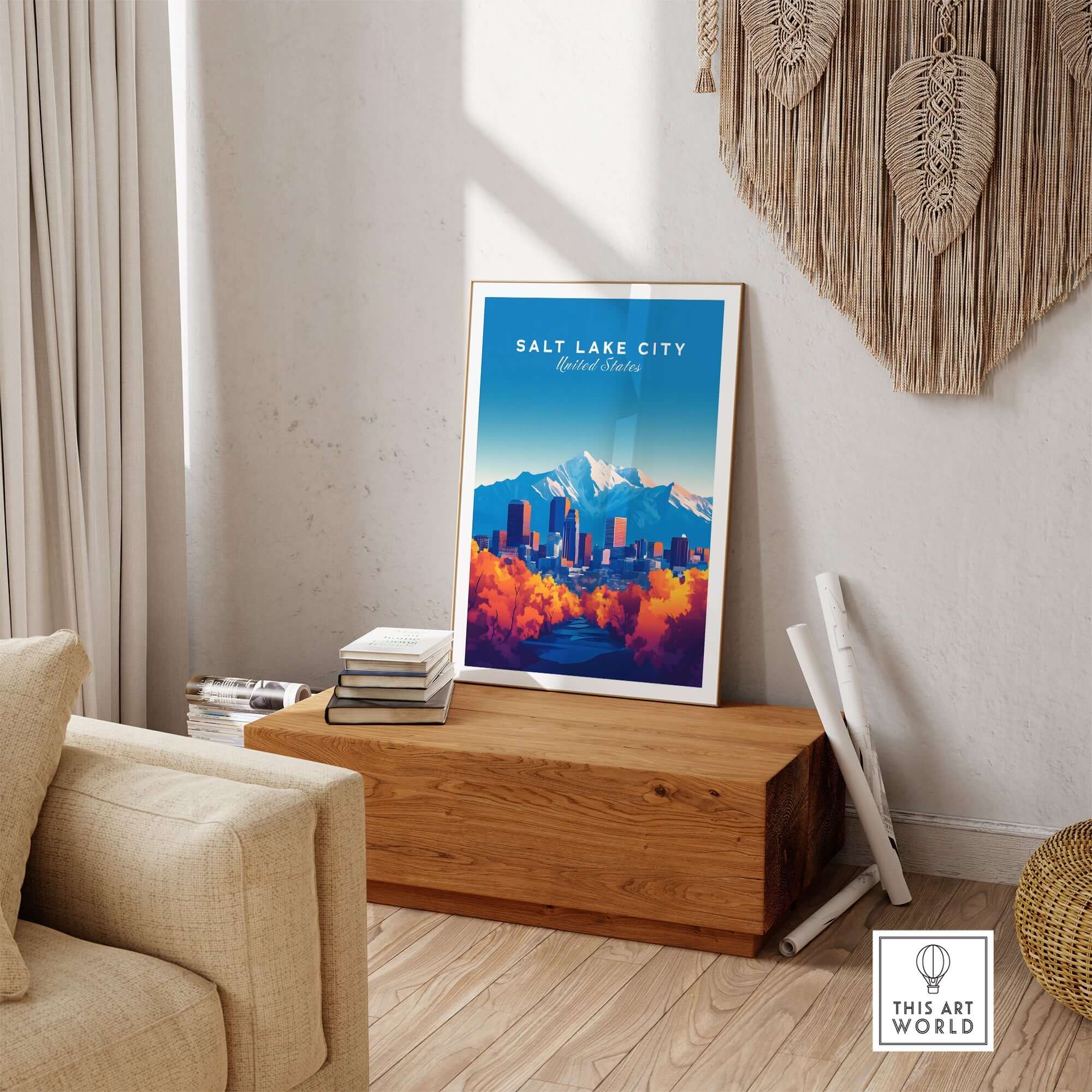 Salt Lake City Wall Art showcasing breathtaking landscapes and city skyline in vibrant colors.