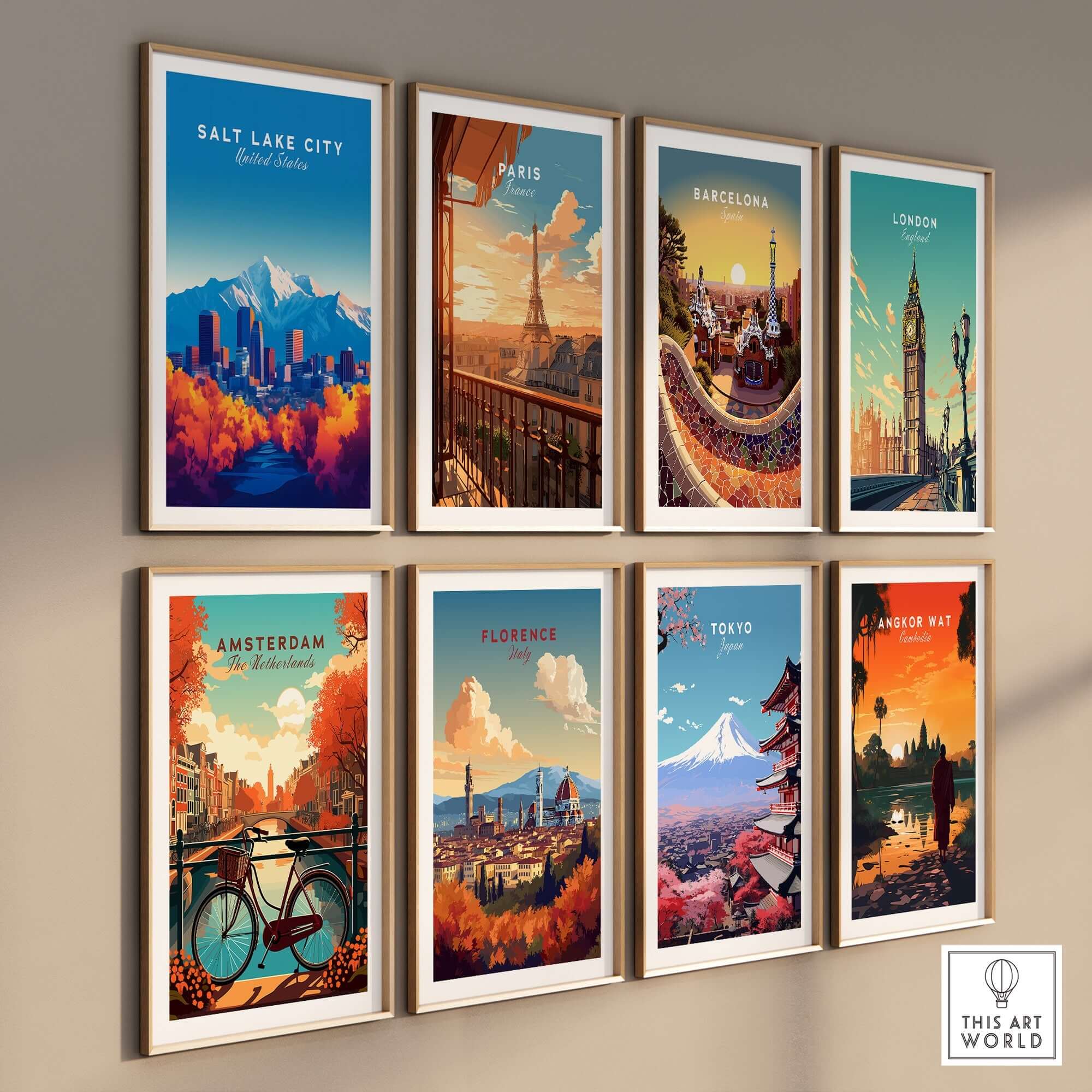Salt Lake City Wall Art featuring beautiful landscapes and iconic landmarks displayed in a gallery wall setup.