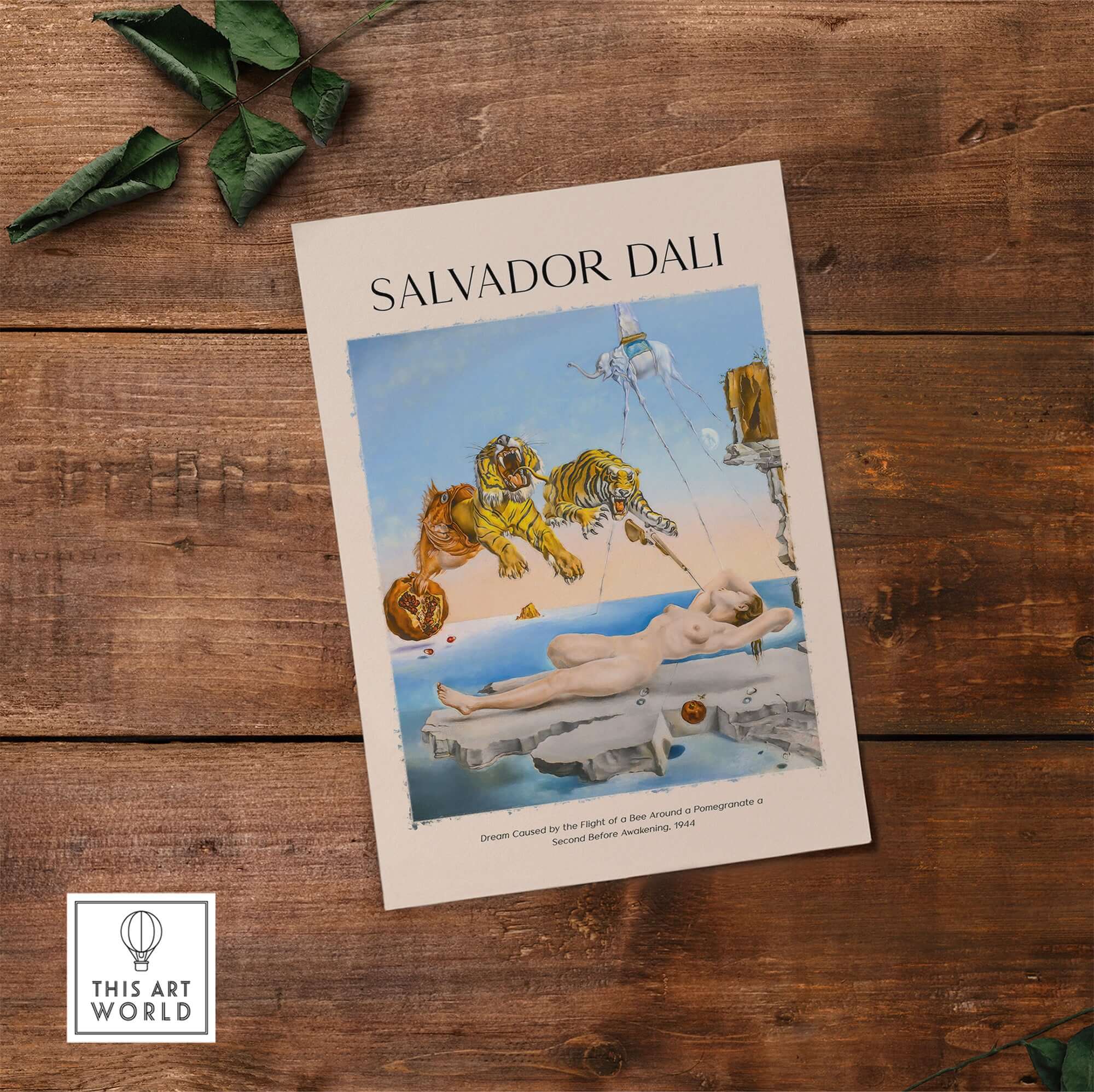Salvador Dali Dream Caused by the Flight of a Bee Pomegranate Surrealism Art Print Poster Tigers